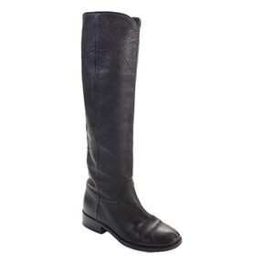 Chanel Womens Leather Pull On Knee High Boots Black Size 35.5 5.5